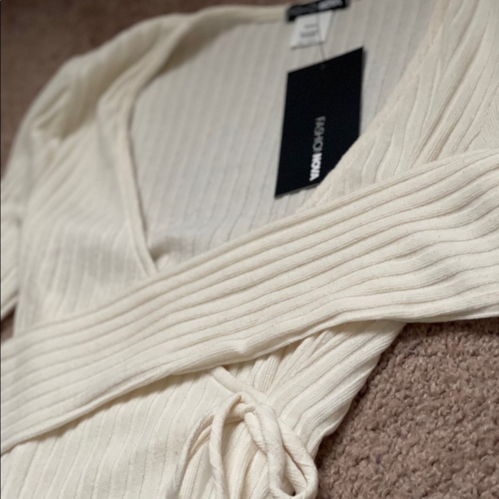 White Wrap Front Bodysuit